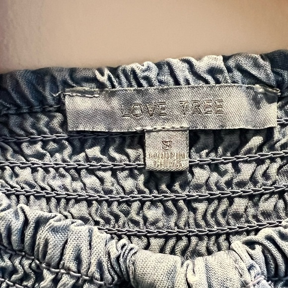 Love Tree Women's Juniors Smocked Culotte Chambray Jumpsuit - Picture 6 of 9